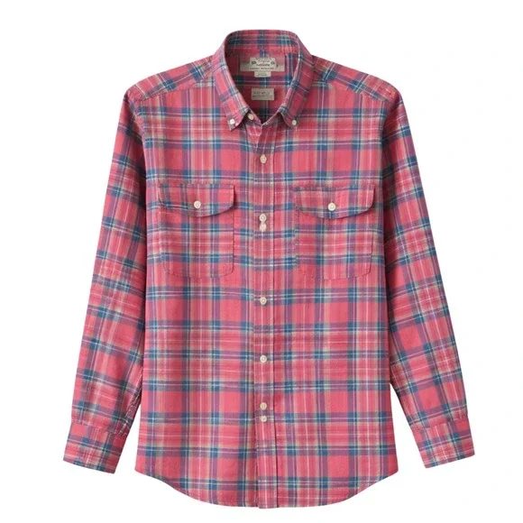 J.Crew Mens Madras Plaid Button Down Shirt Pink Blue Tailored Fit Small - Picture 2 of 6